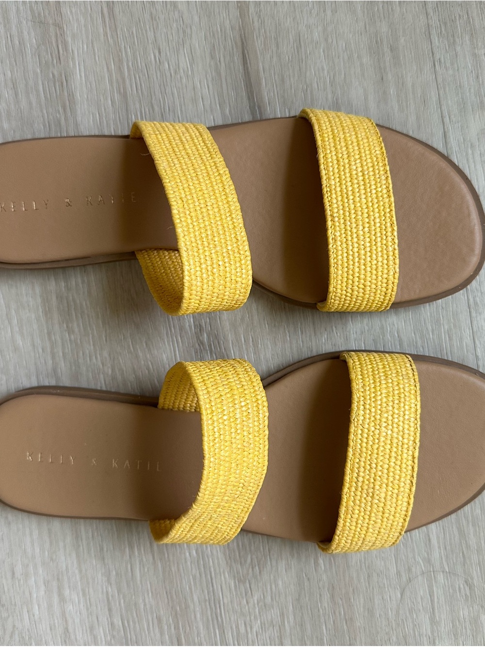 Kelly & Katie Yellow Double-Band Slide Sandals